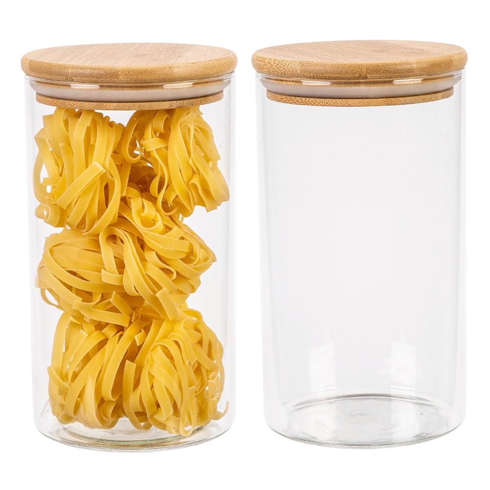 Recipient din sticlă cutie 1000ml 17cm cu capac etanș din lemn megamix.sk