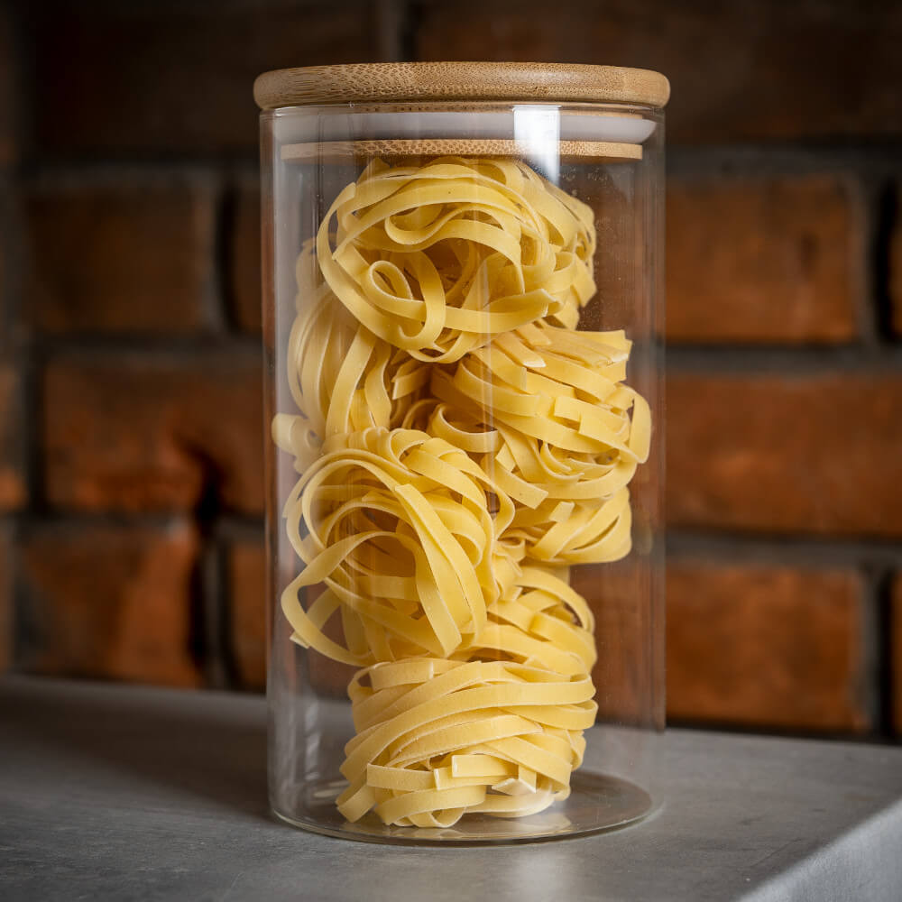 Recipient din sticlă cutie 1000ml 17cm cu capac etanș din lemn megamix.sk