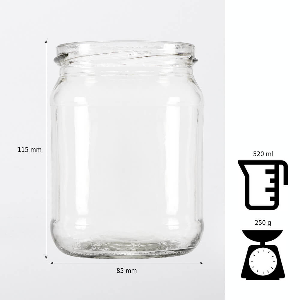 Recipient de sticlă doză 520ml 11cm cu capac megamix.sk