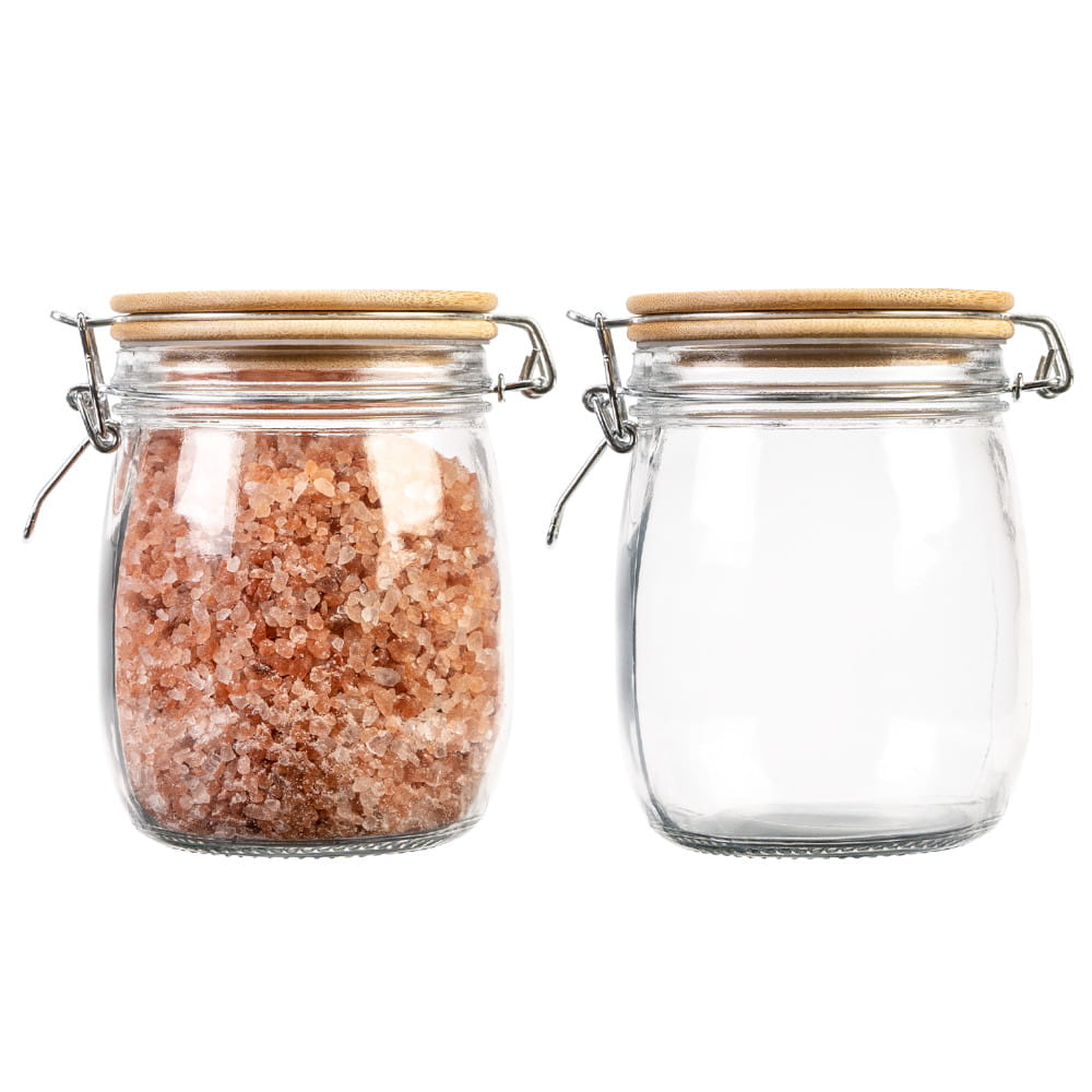 Recipient din sticlă borcan 700ml 14cm cu capac sigilant din lemn megamix.sk