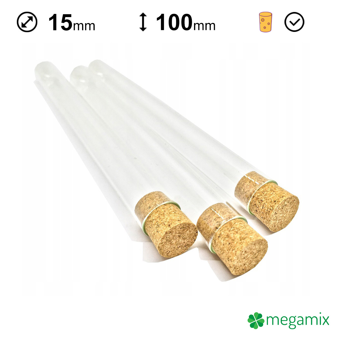 eprubete de sticlă cu dop de plută 100mm diametru 15mm 10 buc megamix.sk