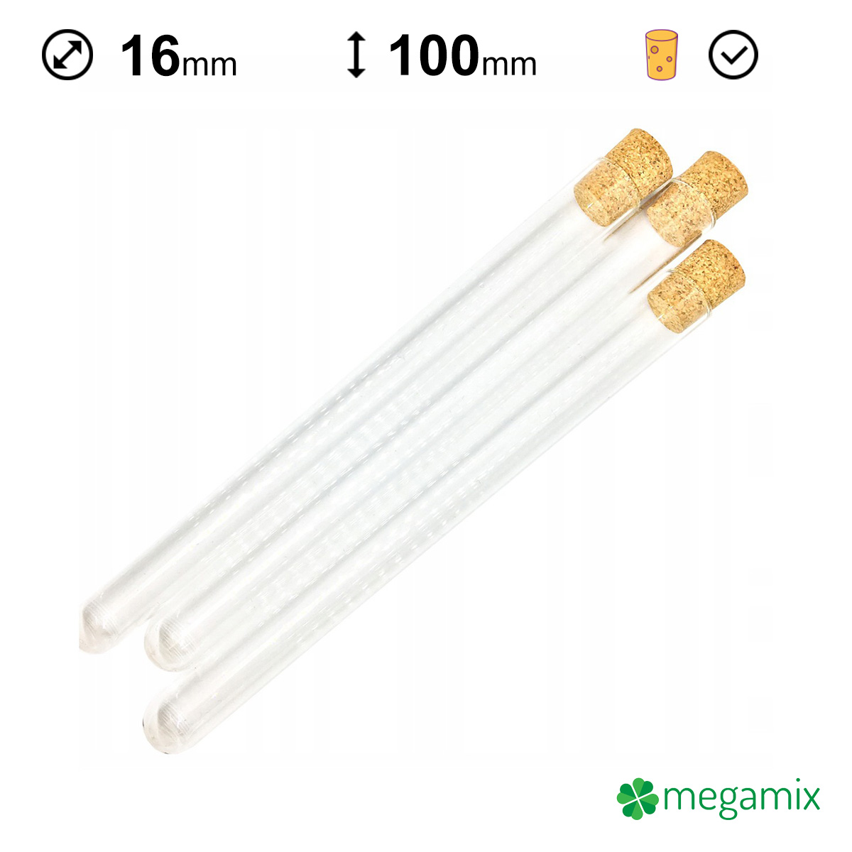 eprubete de sticlă cu dop 100mm diametru 16mm 10 buc megamix.sk