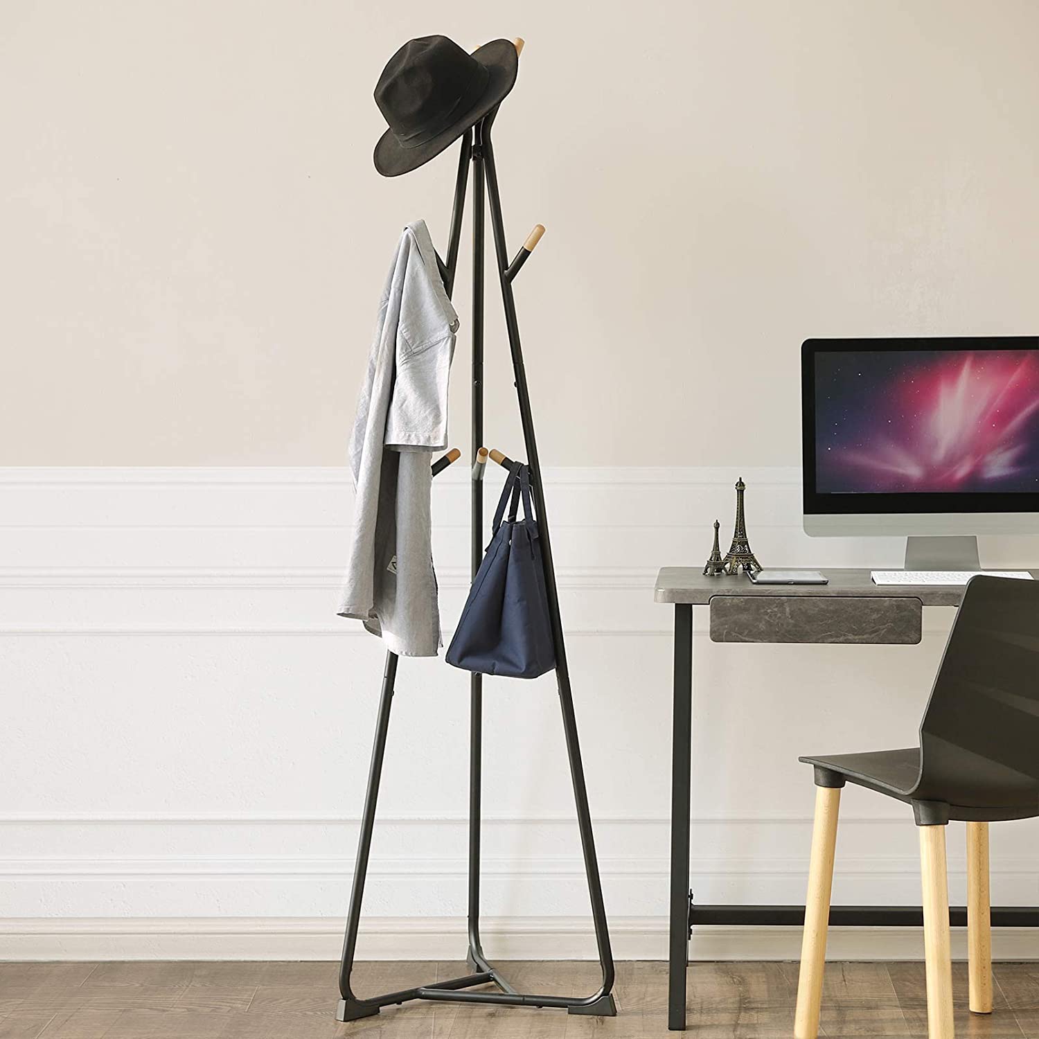 cuier de podea pentru hol 49x49x172cm fag metal megamix.sk