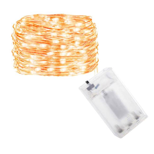 fir luminos 50 buc LED alb cald 5m pe baterii AA megamix.sk