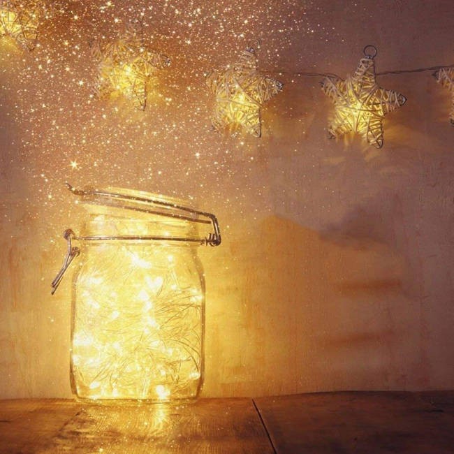 fir luminos 50 buc LED alb cald 5m pe baterii AA megamix.sk