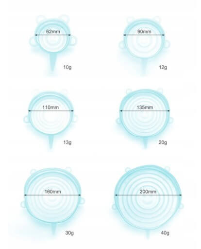 Capace universale din silicon pentru alimente 6 buc megamix.sk
