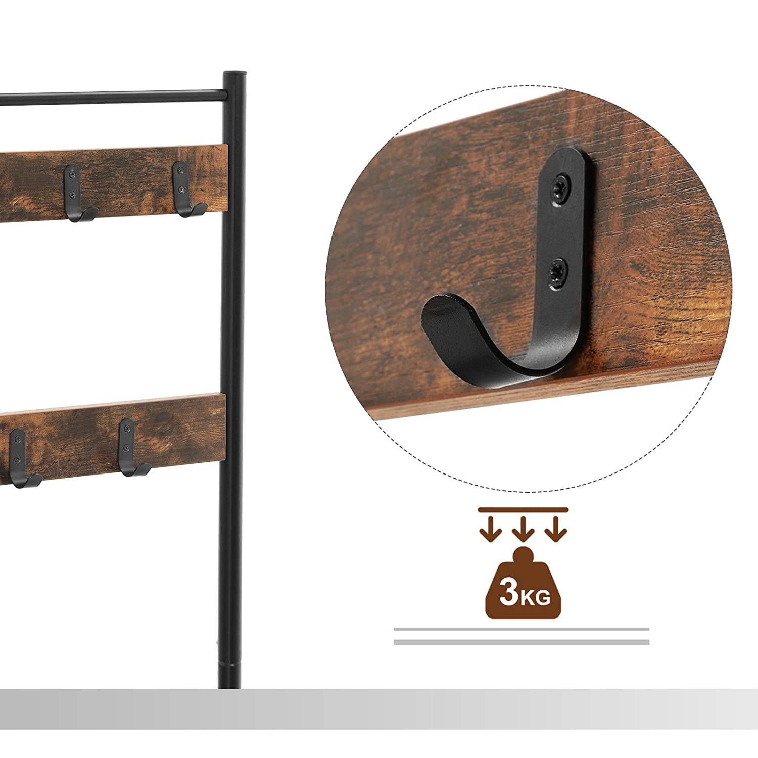 cuier pentru haine cu scaun 70x32x175cm lemn, metal maro megamix.sk