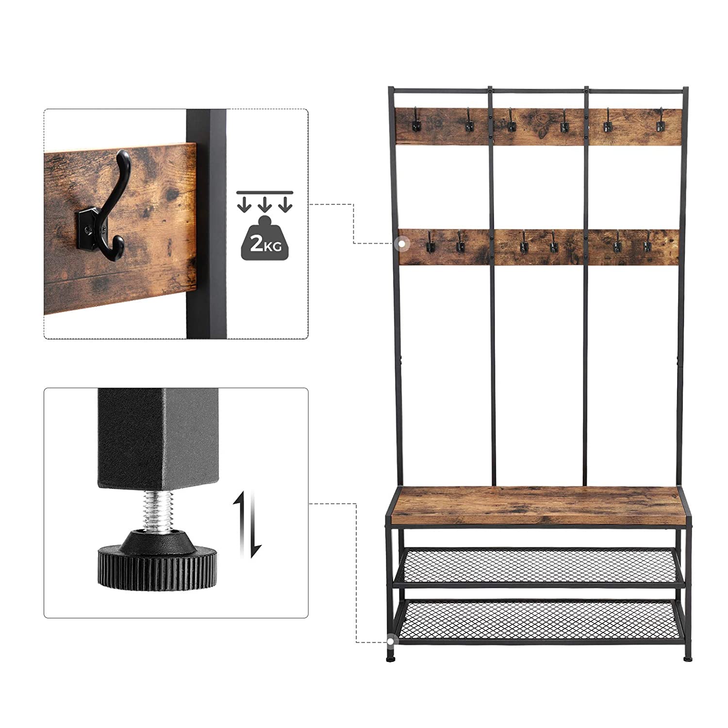 cuier pentru haine cu scaun și spațiu de depozitare 100x40x186cm megamix.sk