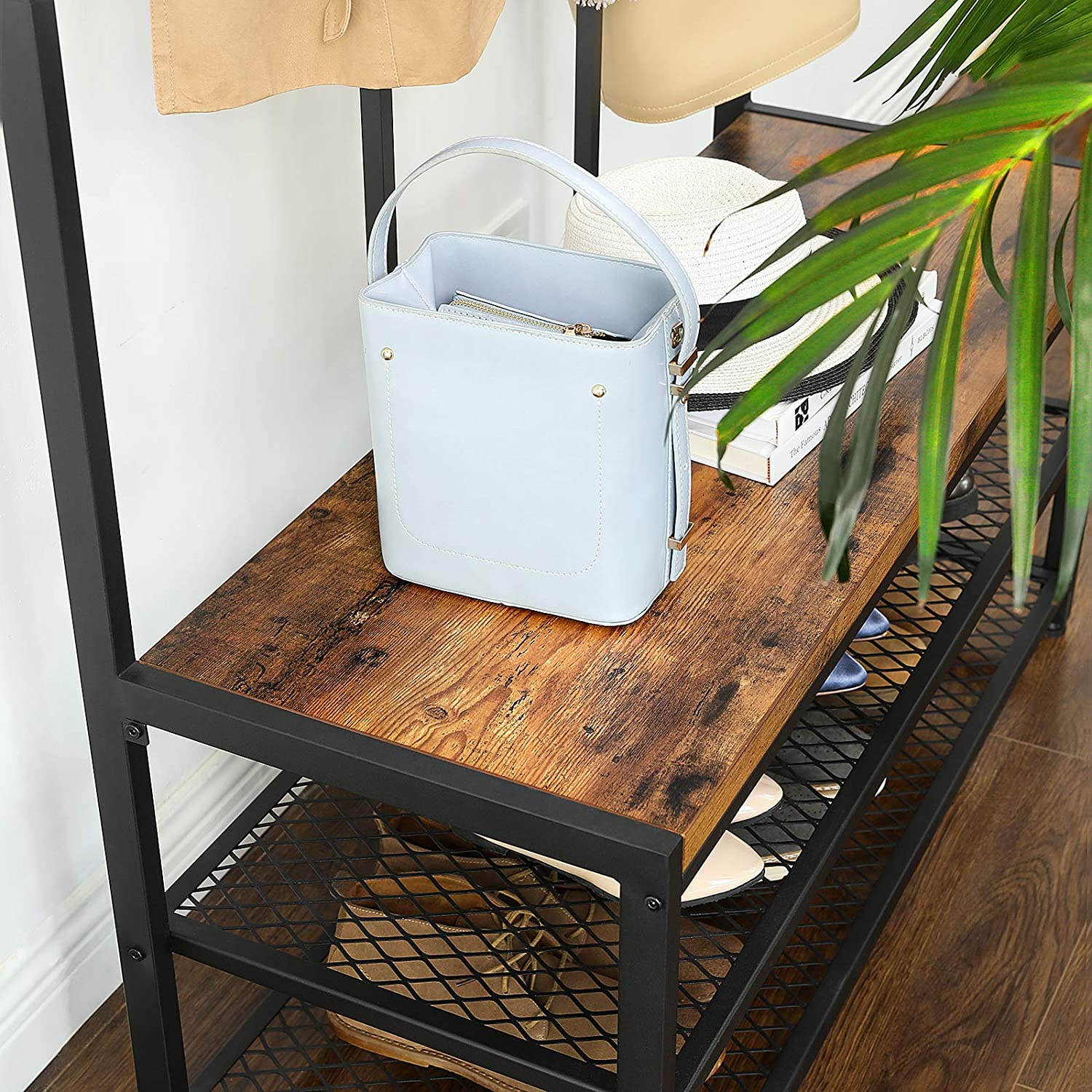 cuier pentru haine cu scaun și spațiu de depozitare 100x40x186cm megamix.sk