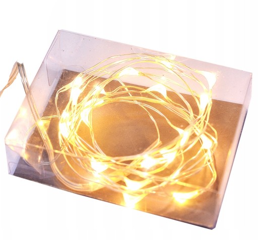 Sârmă luminoasă cu 20 de LED-uri pe baterii, culoare alb cald megamix.sk