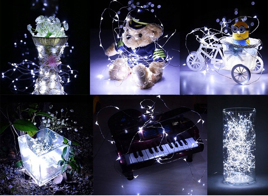 Sârmă luminoasă cu 20 buc LED-uri pe baterii, culoare caldă albă megamix.sk