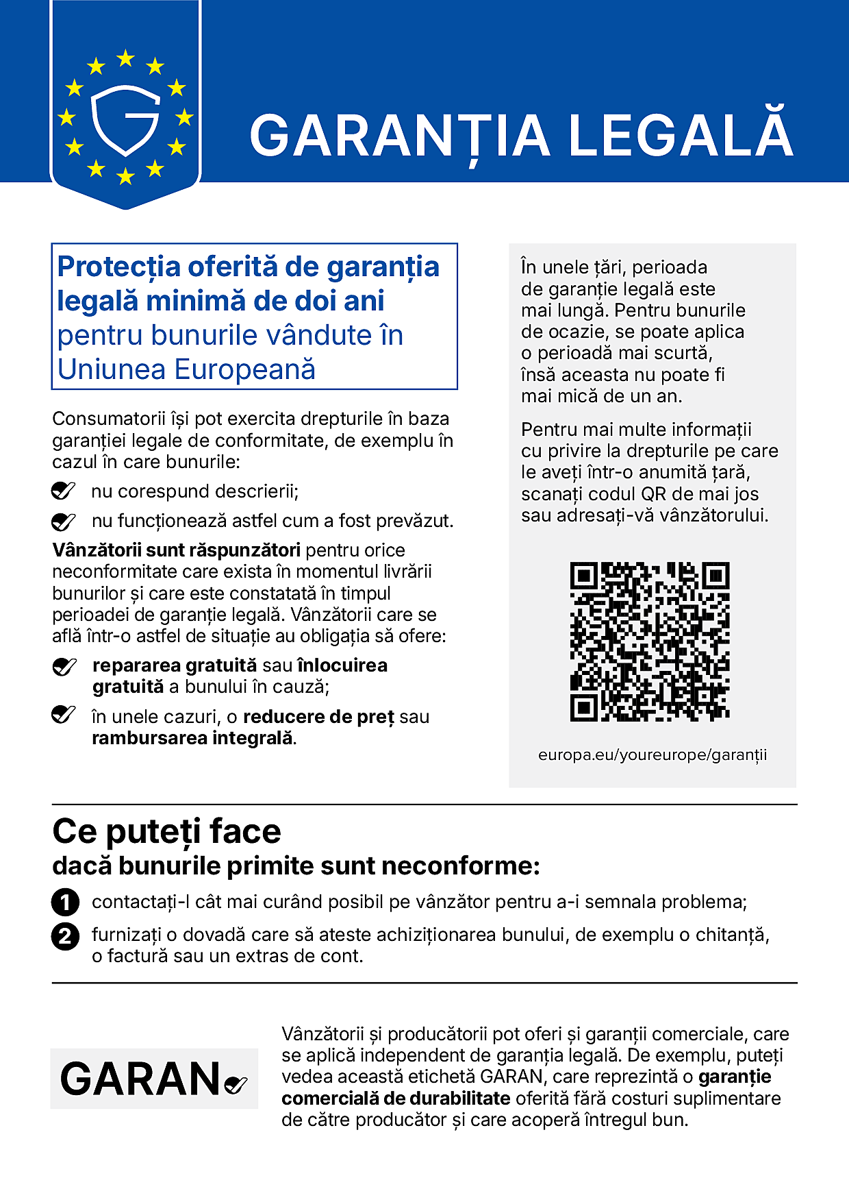 Legal guarantee notice